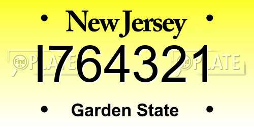 I764321 New Jersey License Plate
