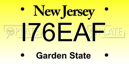 I76EAF New Jersey License Plate