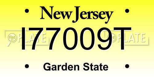 I77009T New Jersey License Plate