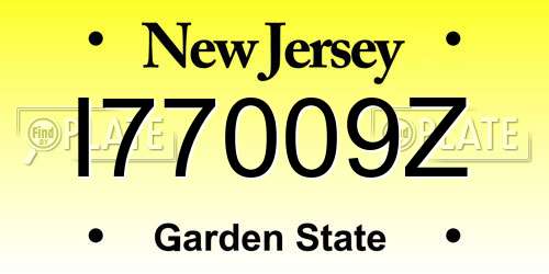 I77009Z New Jersey License Plate