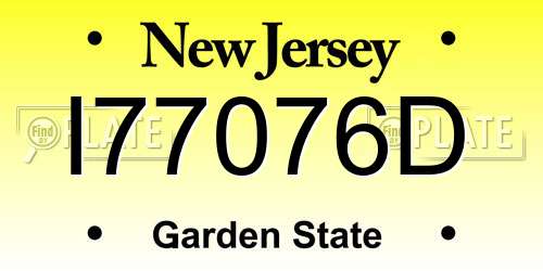 I77076D New Jersey License Plate