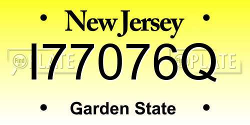 I77076Q New Jersey License Plate