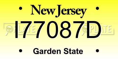 I77087D New Jersey License Plate