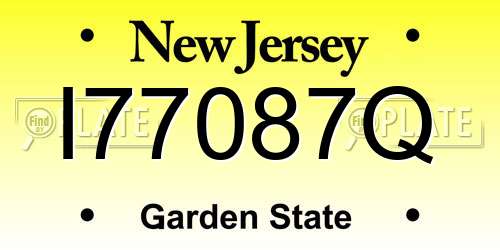 I77087Q New Jersey License Plate