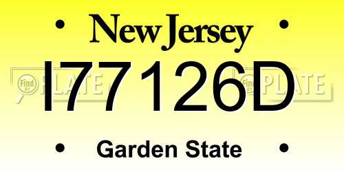 I77126D New Jersey License Plate