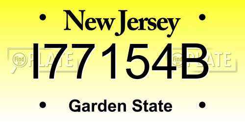 I77154B New Jersey License Plate