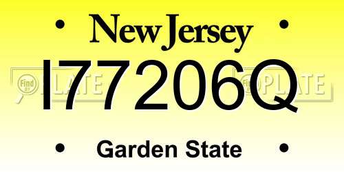 I77206Q New Jersey License Plate