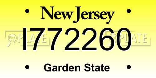 I772260 New Jersey License Plate