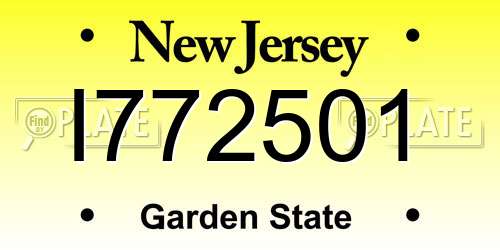 I772501 New Jersey License Plate