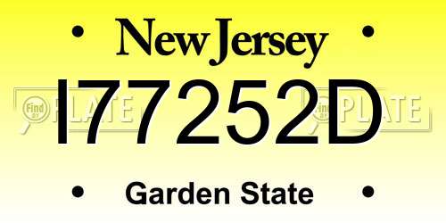 I77252D New Jersey License Plate