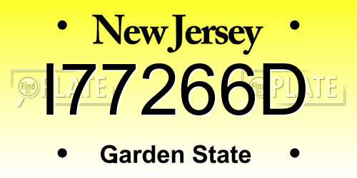 I77266D New Jersey License Plate