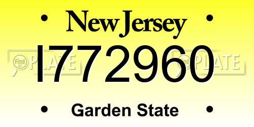 I772960 New Jersey License Plate