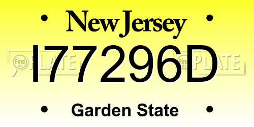 I77296D New Jersey License Plate