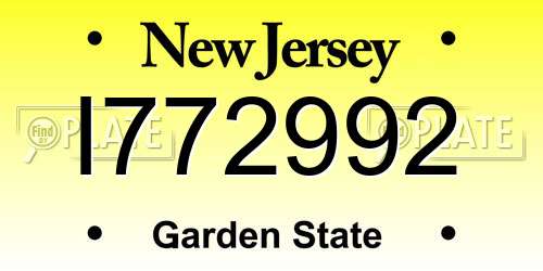 I772992 New Jersey License Plate
