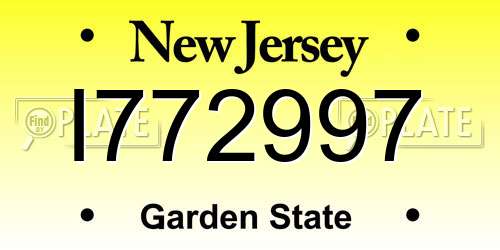 I772997 New Jersey License Plate