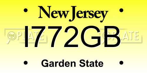 I772GB New Jersey License Plate