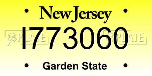 I773060 New Jersey License Plate