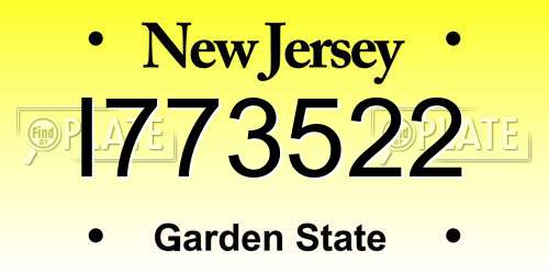 I773522 New Jersey License Plate