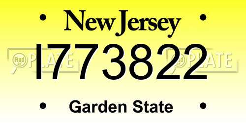 I773822 New Jersey License Plate