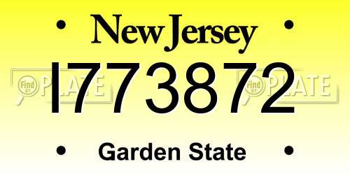 I773872 New Jersey License Plate