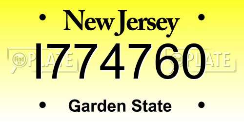 I774760 New Jersey License Plate