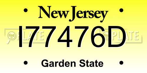 I77476D New Jersey License Plate