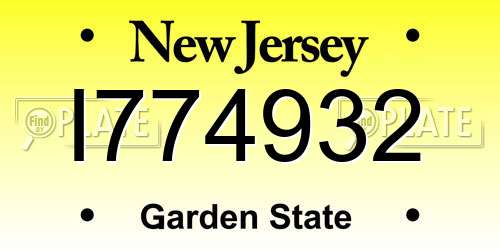 I774932 New Jersey License Plate