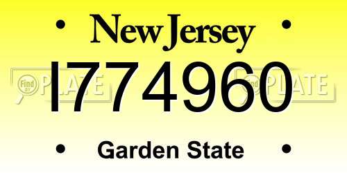 I774960 New Jersey License Plate