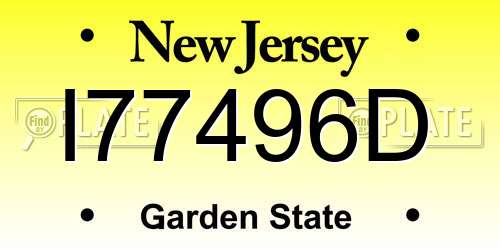 I77496D New Jersey License Plate