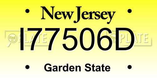I77506D New Jersey License Plate