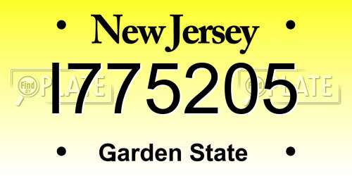 I775205 New Jersey License Plate