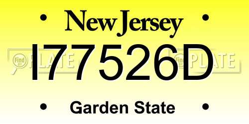 I77526D New Jersey License Plate