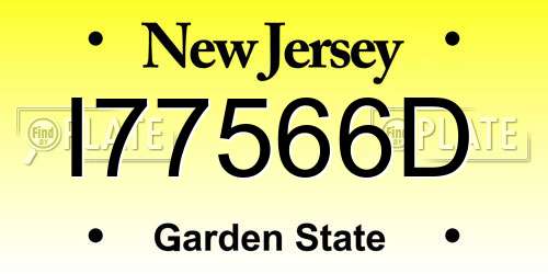 I77566D New Jersey License Plate