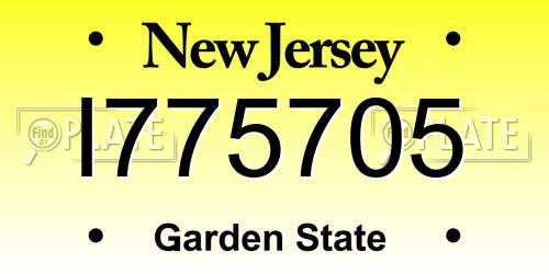 I775705 New Jersey License Plate
