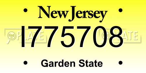 I775708 New Jersey License Plate