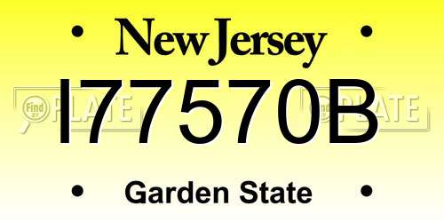 I77570B New Jersey License Plate