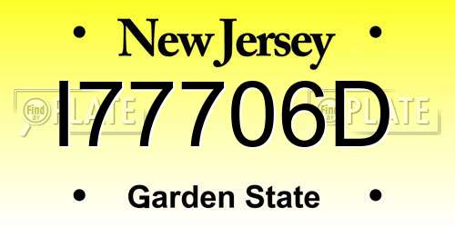 I77706D New Jersey License Plate