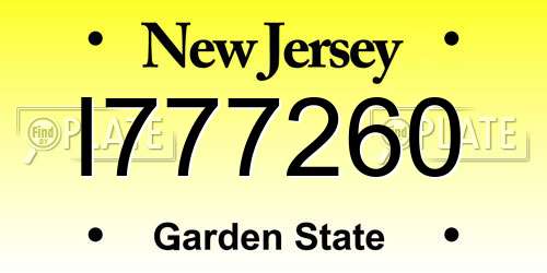 I777260 New Jersey License Plate