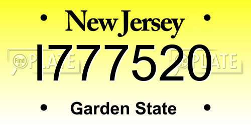I777520 New Jersey License Plate