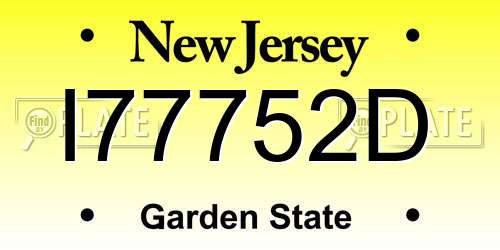 I77752D New Jersey License Plate