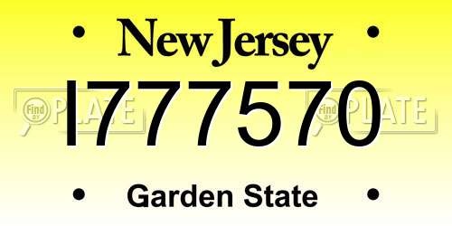 I777570 New Jersey License Plate