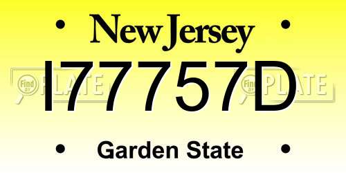 I77757D New Jersey License Plate