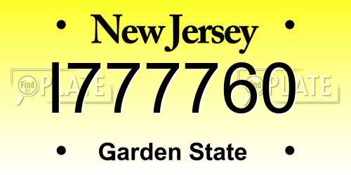 I777760 New Jersey License Plate