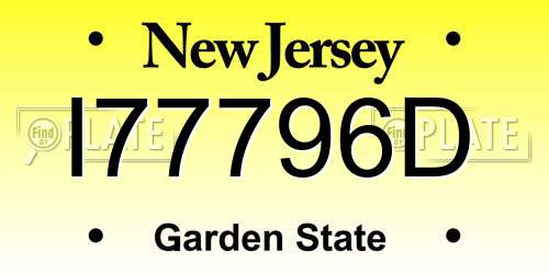 I77796D New Jersey License Plate