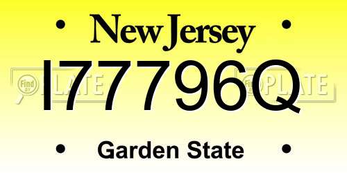 I77796Q New Jersey License Plate