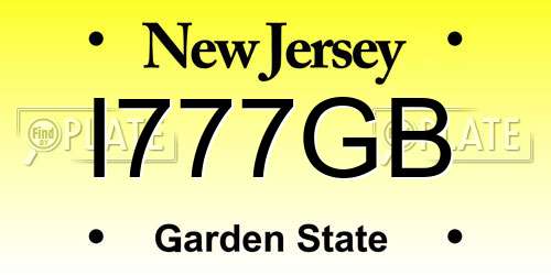 I777GB New Jersey License Plate