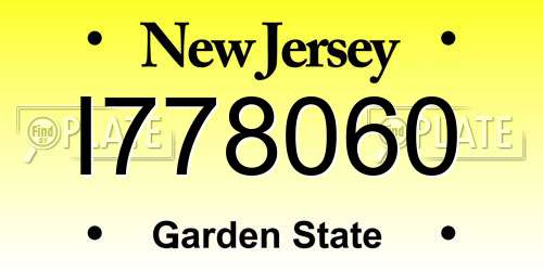 I778060 New Jersey License Plate