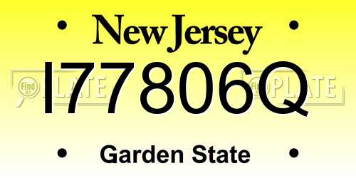 I77806Q New Jersey License Plate