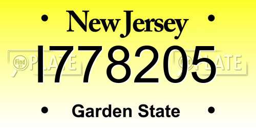 I778205 New Jersey License Plate