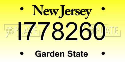 I778260 New Jersey License Plate